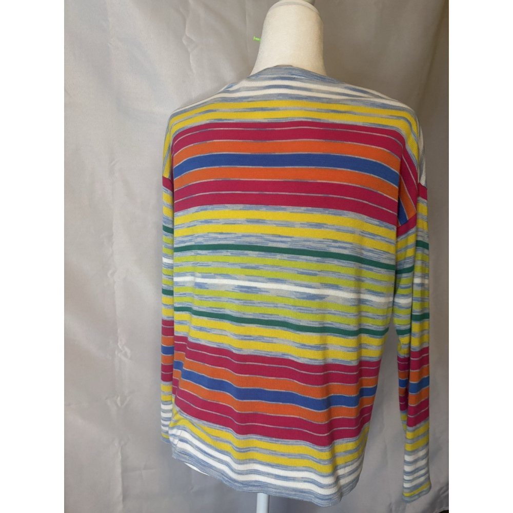 Soft Surroundings PXL Rainbow Stripe Knit Sweater Long Sleeve Colorful Pastel - Picture 3 of 6